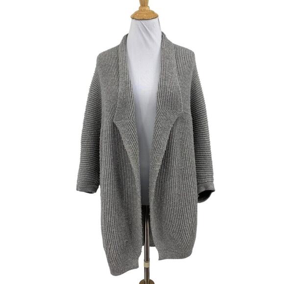 Splendid Cardigan Womens S Small Gray Wool Blend Ribbed Open Front Shawl Dolman - Picture 1 of 11